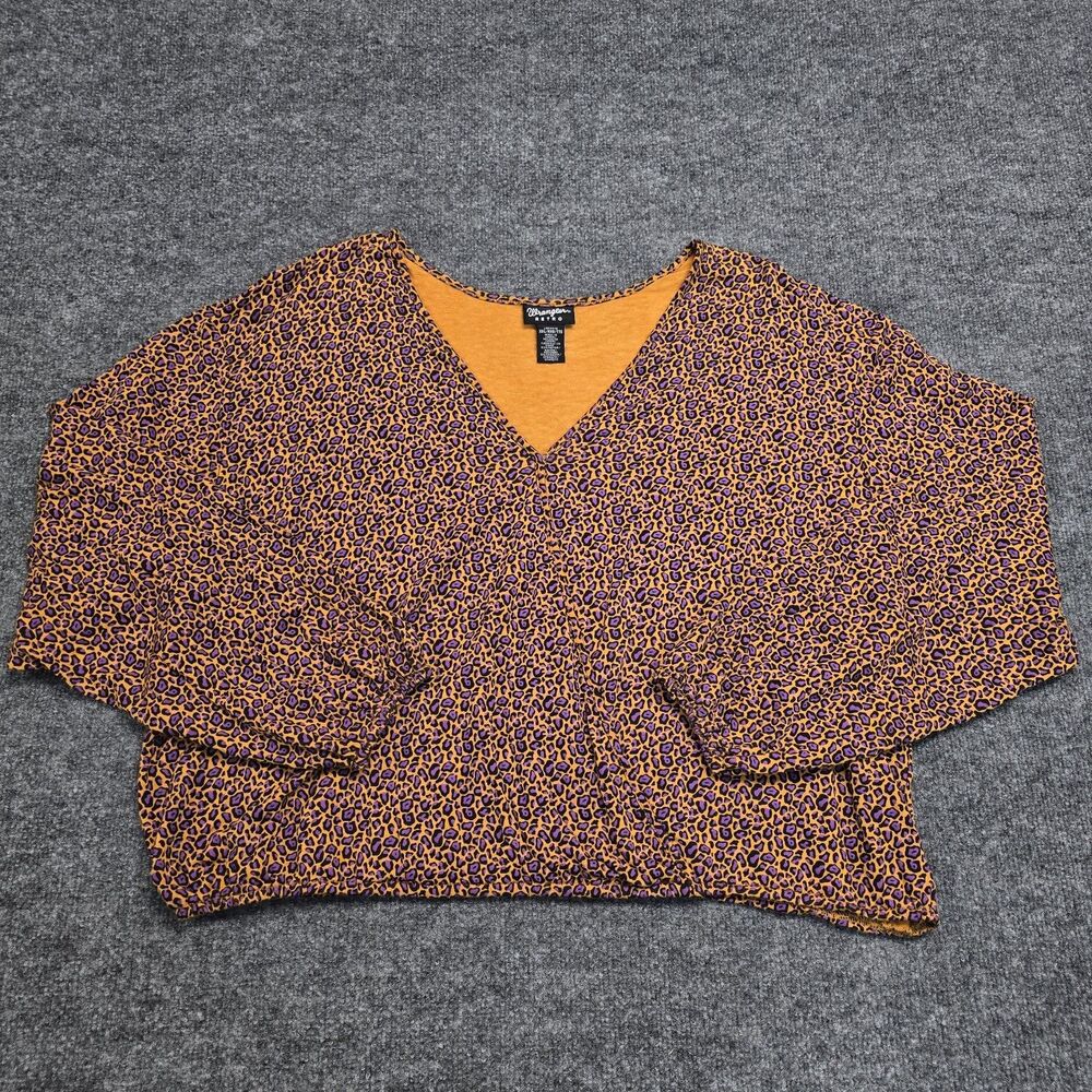 Wrangler Retro Top Womens XXL Long Sleeve Animal Print Wrap Front Purple Gold